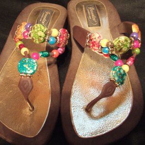 GRANDCO BEADED SLIDE SANDLES
